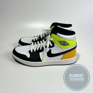 Nike Air Jordan 1 High Golf Shoe White Black Volt Gold Size 10